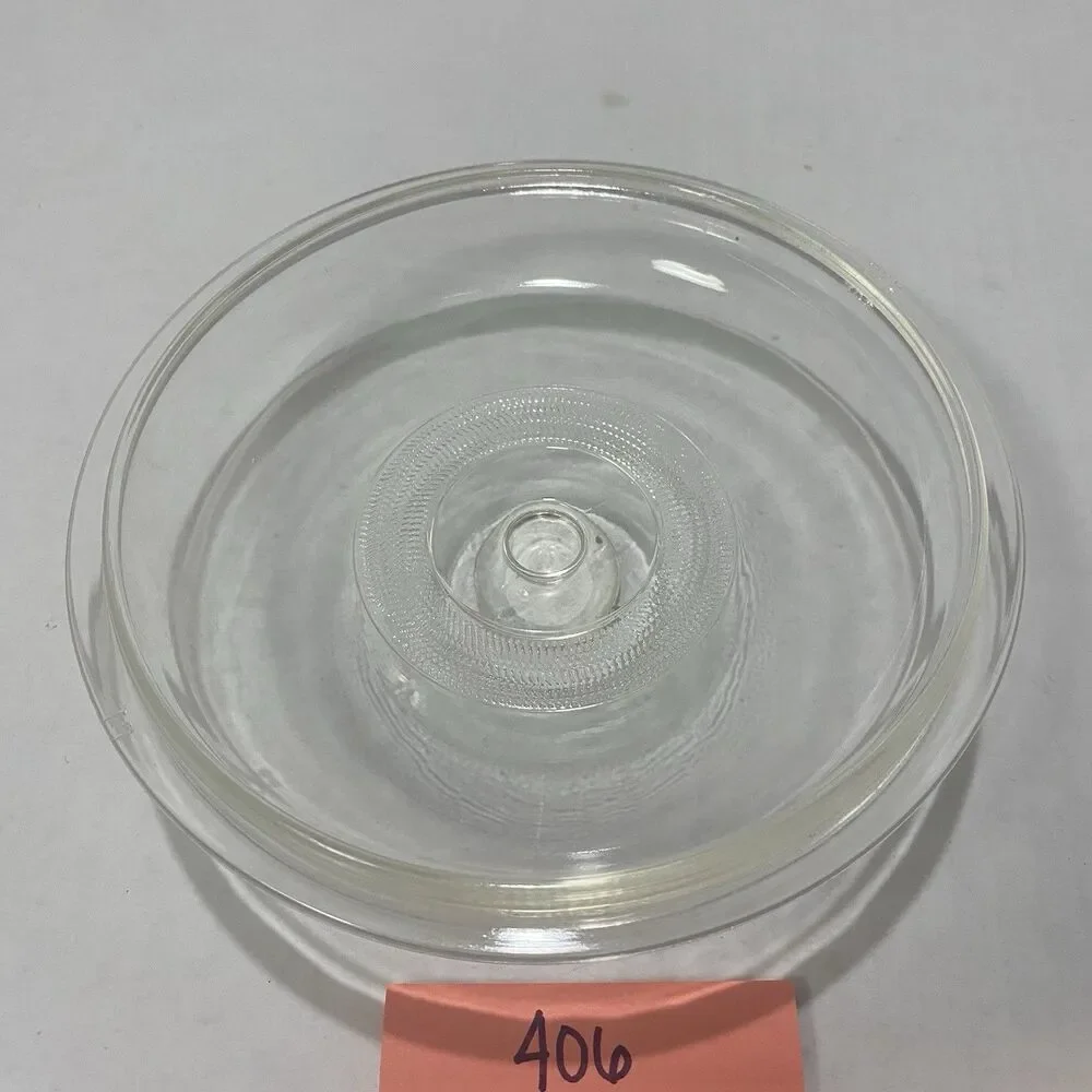 Vintage PYREX #406 Clear Glass Round Lid w/ Knob 7 3/8